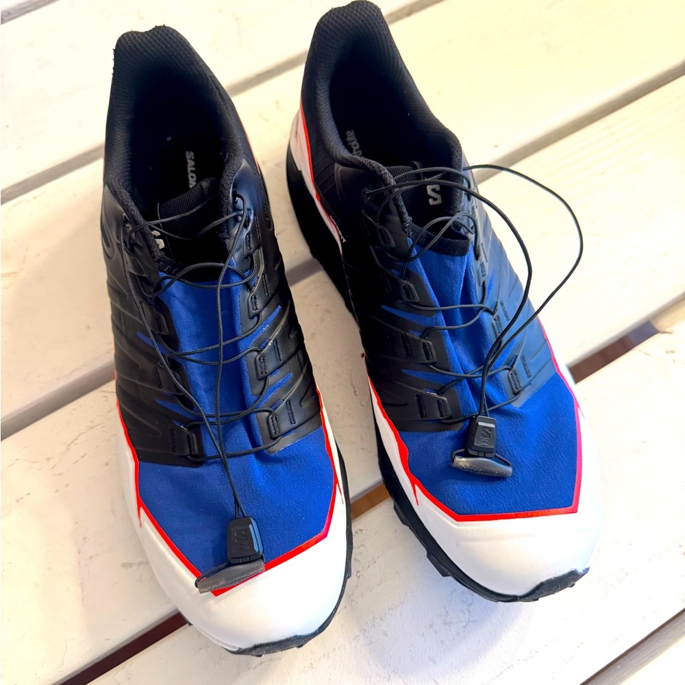 Salomon Thundercross Blue White Black Red USA Men Sz 13 L47296100 Hiking